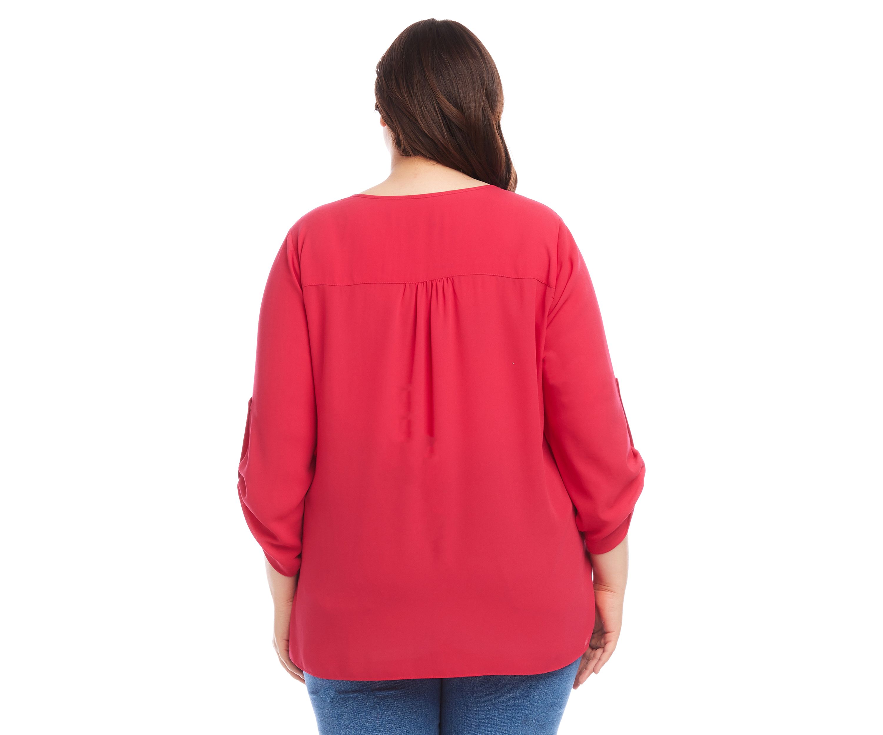 Plus Size Asymmetric Hem Wrap Top