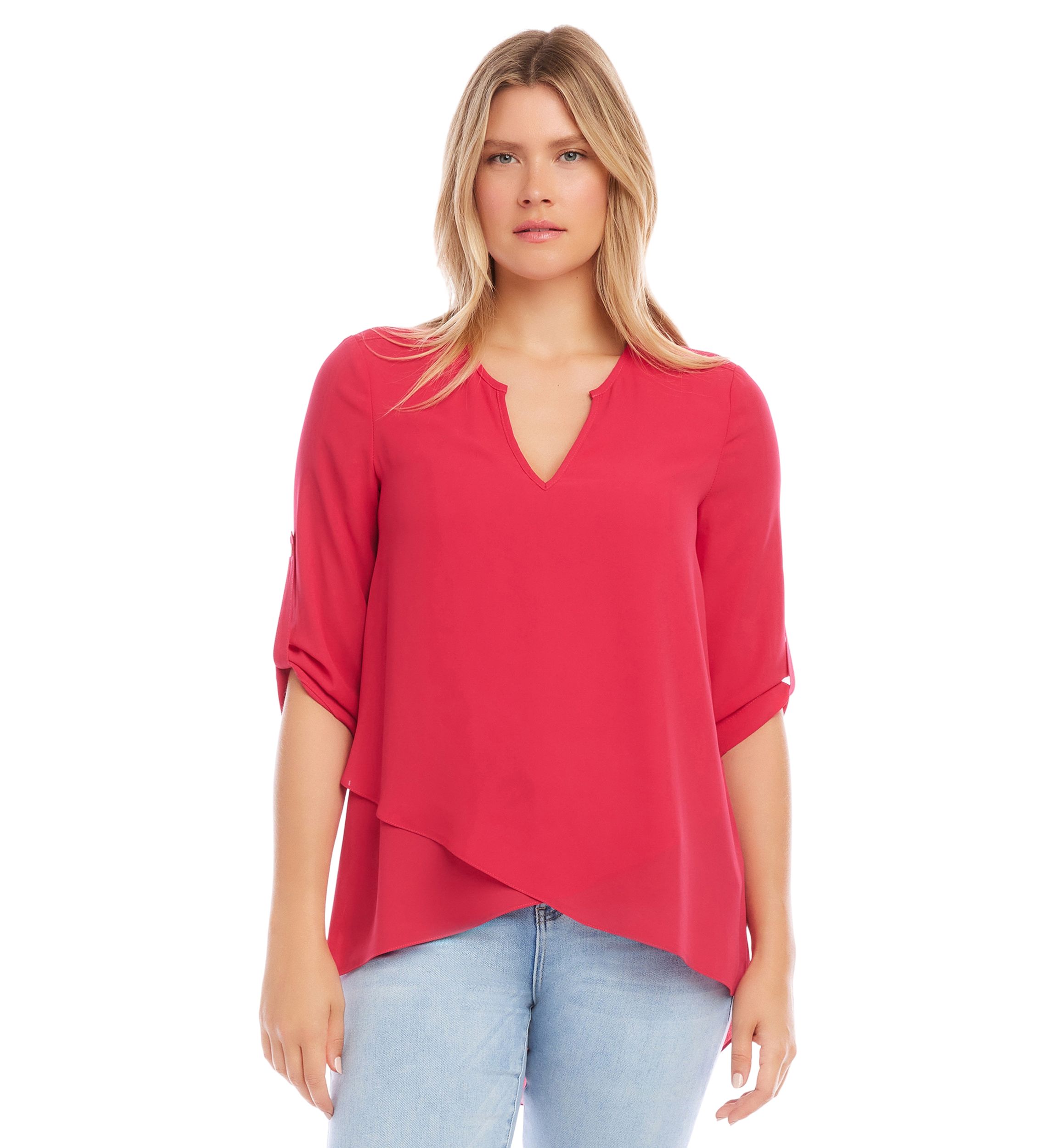 Womens Asymmetric Hem Wrap Top