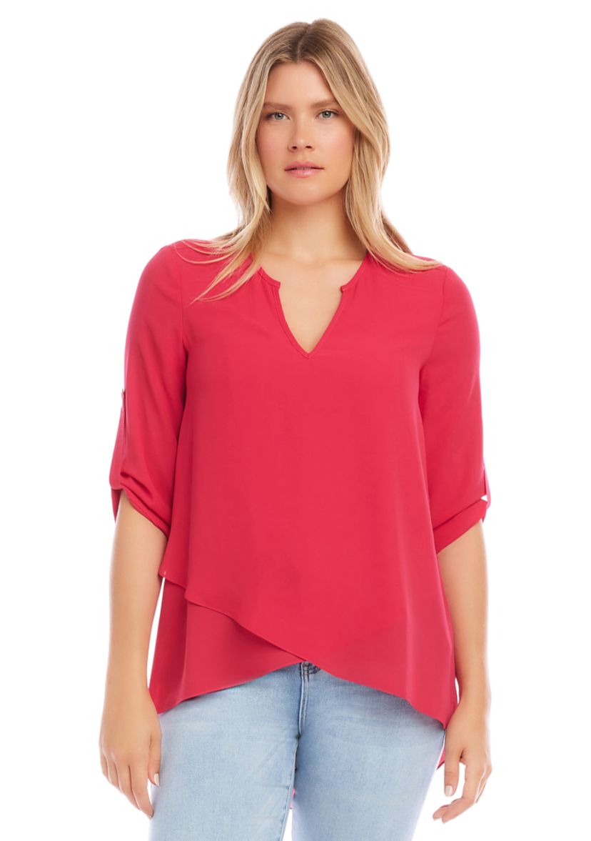 Womens Asymmetric Hem Wrap Top