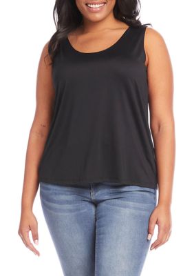 Karen Kane Women's Plus Size Scoop Neck Tank Top, Black, 2X