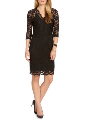 Karen Kane V-neck Scallop Hem Lace Dress | belk