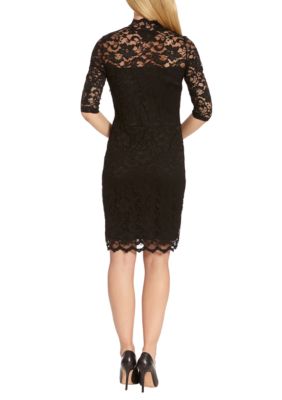 V-neck Scallop Hem Lace Dress