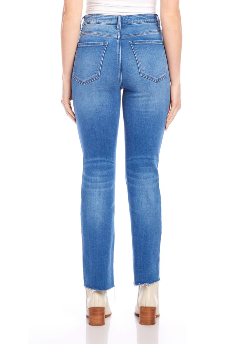 Womens Raw Hem Straight Jeans