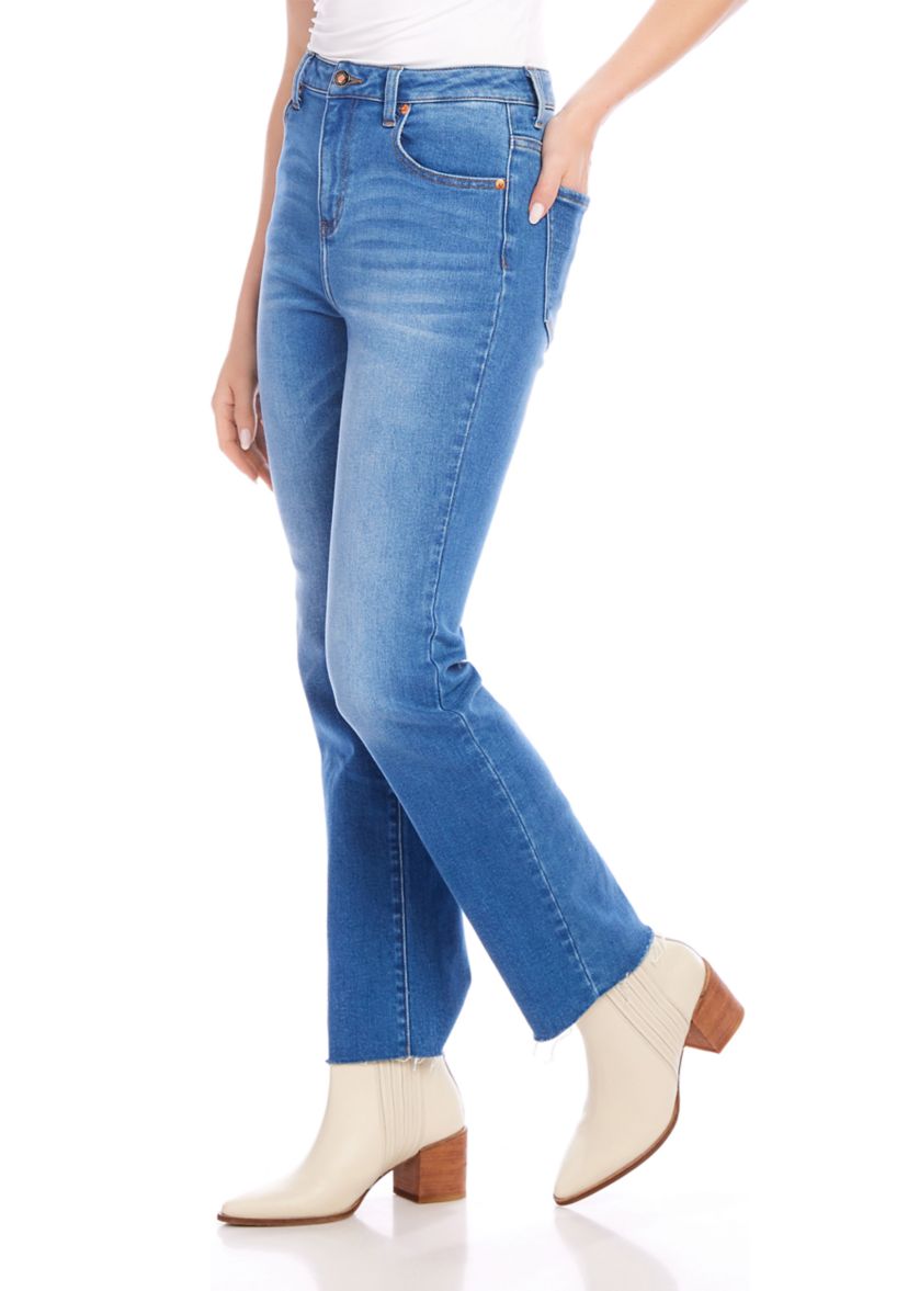 Womens Raw Hem Straight Jeans
