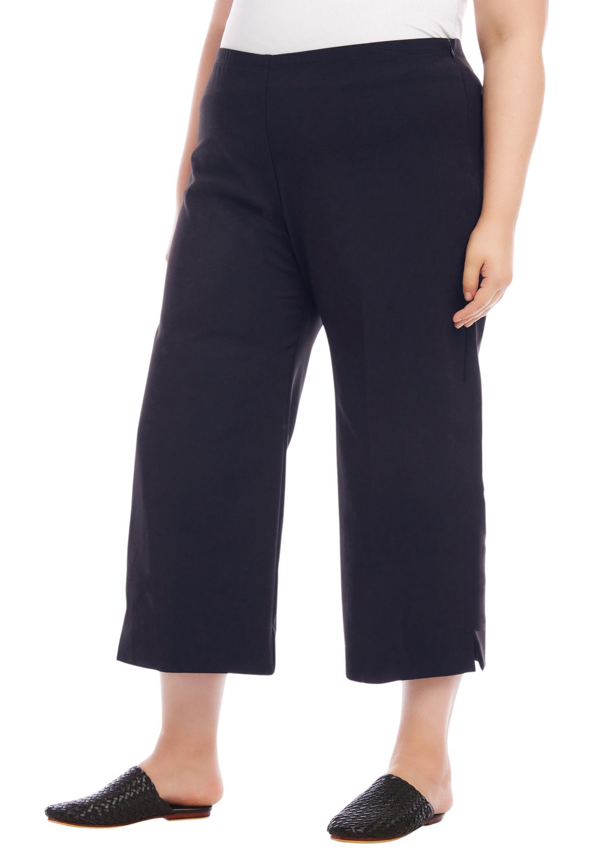 Plus Size Cropped Wide Leg Pants