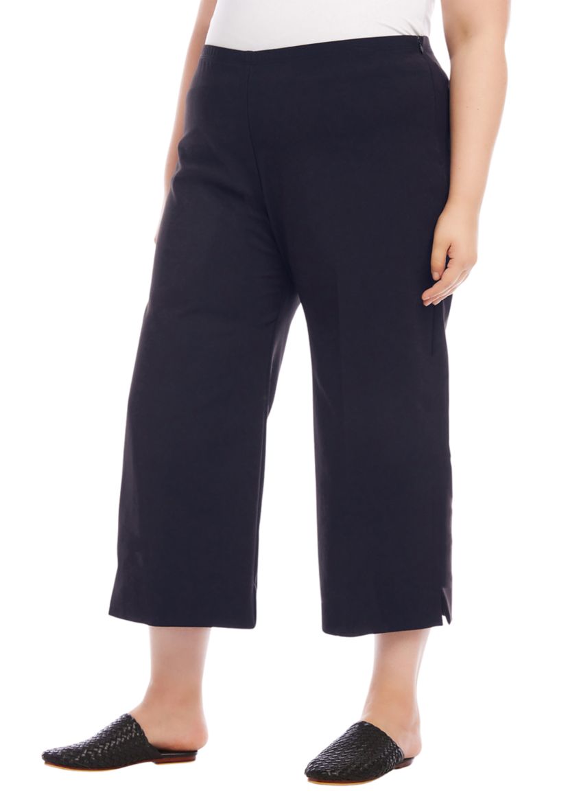 Plus Size Cropped Wide Leg Pants