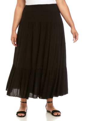 Karen Kane Plus Size Crushed Tiered Maxi Skirt | belk