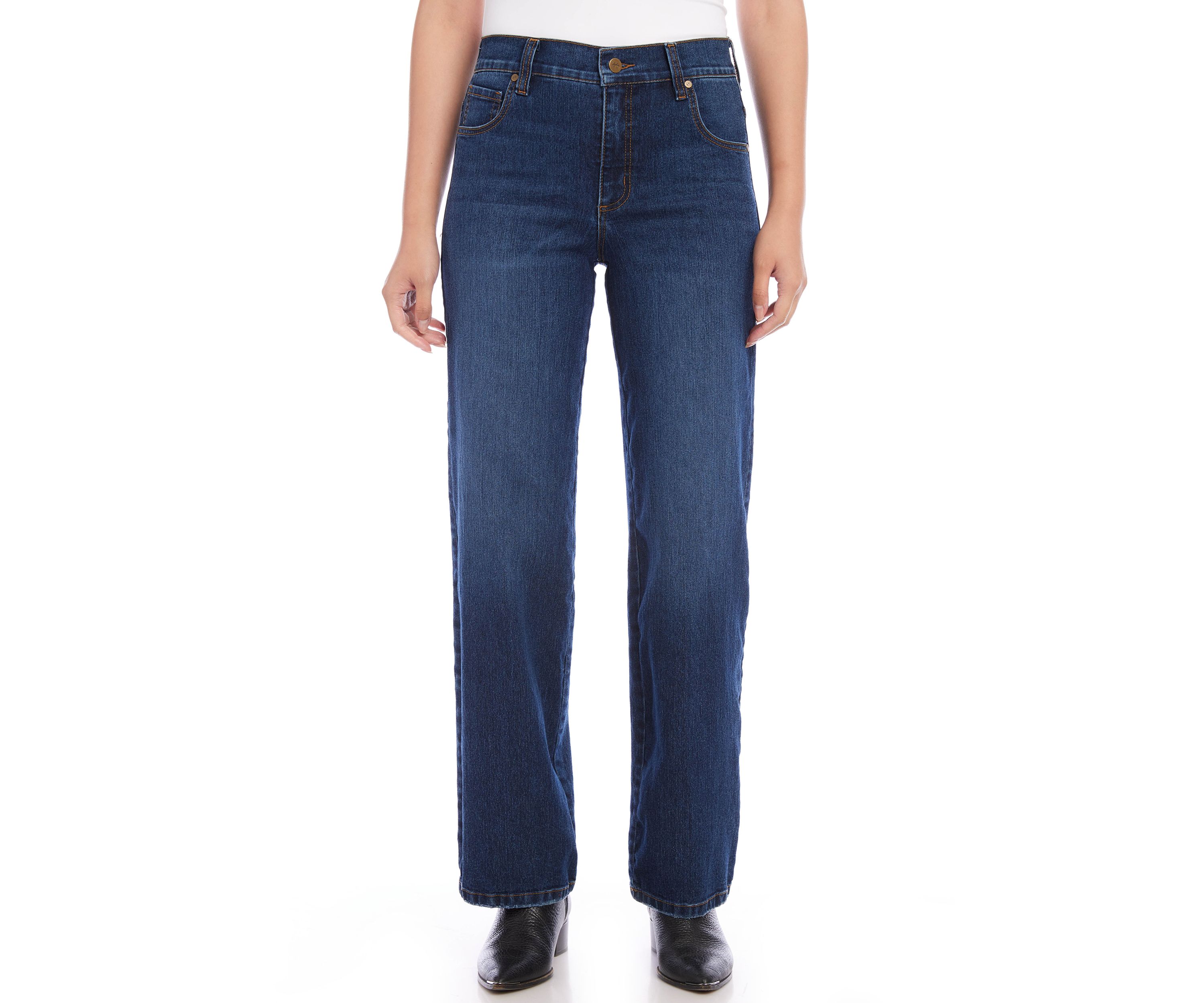Womens Full Length Wide-Leg Jeans