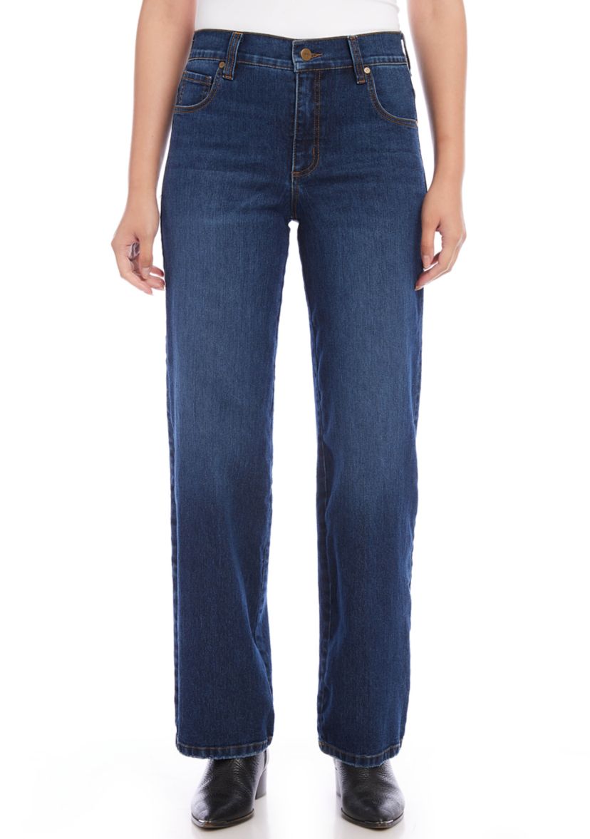 Womens Full Length Wide-Leg Jeans