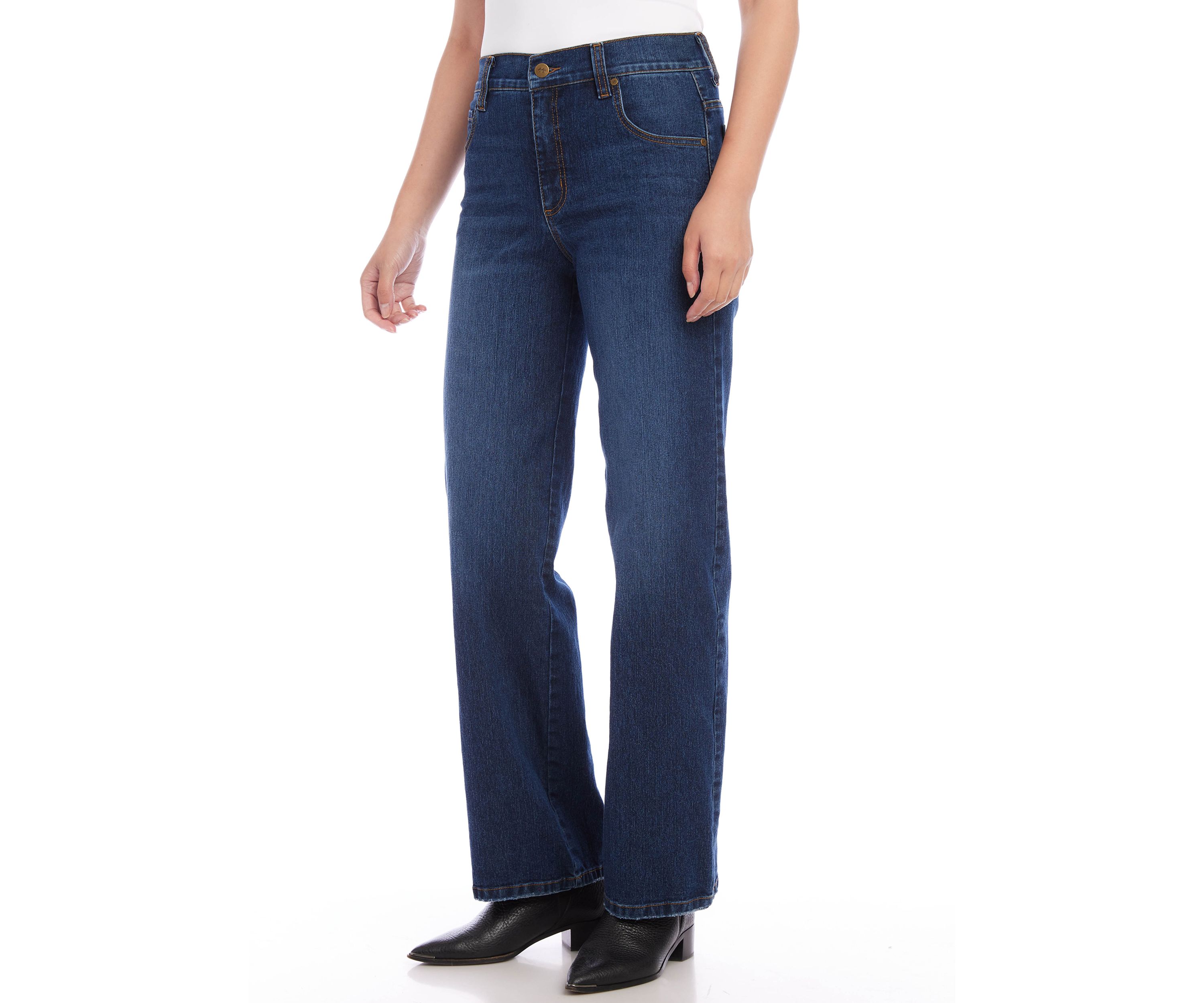 Womens Full Length Wide-Leg Jeans