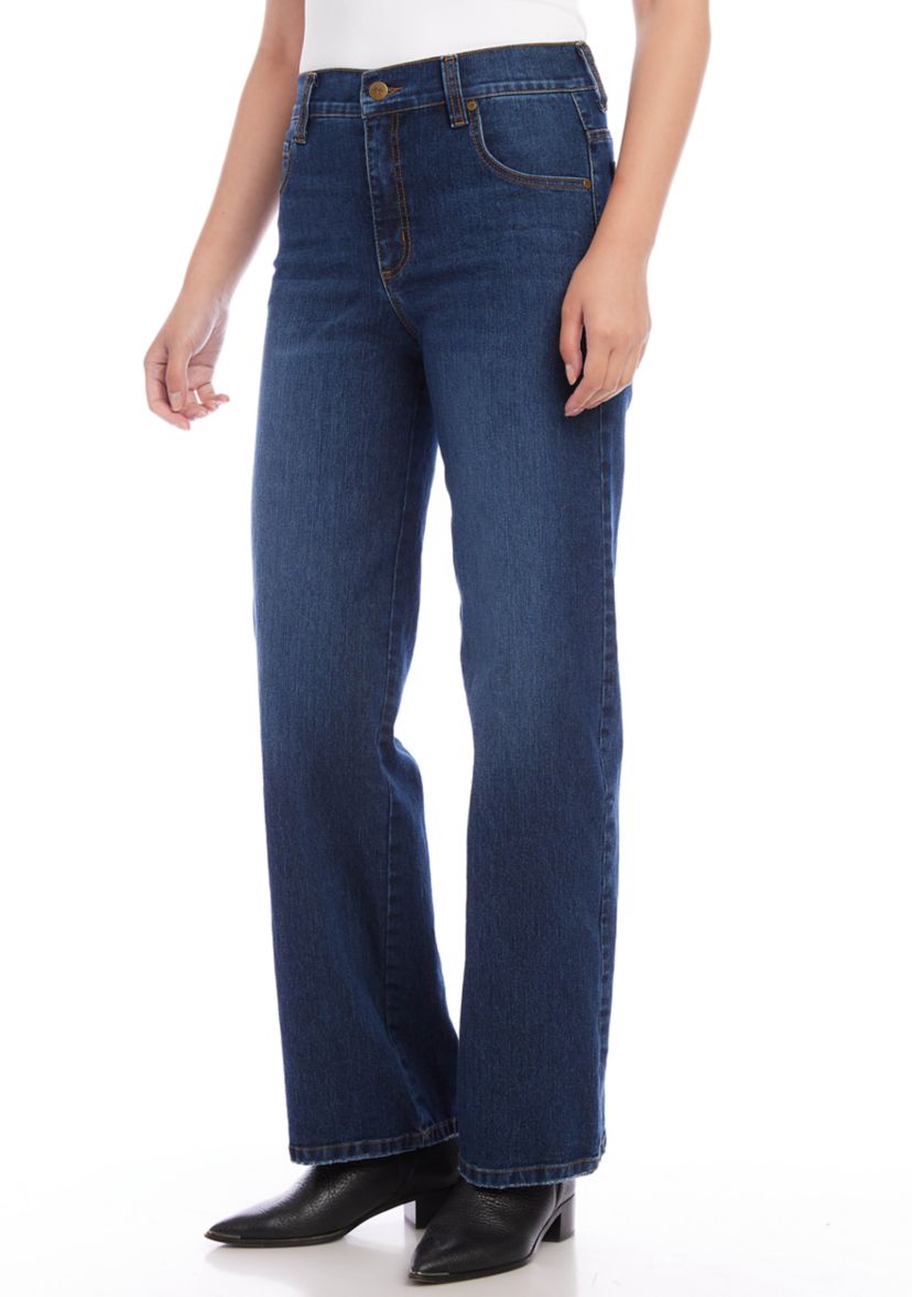 Womens Full Length Wide-Leg Jeans