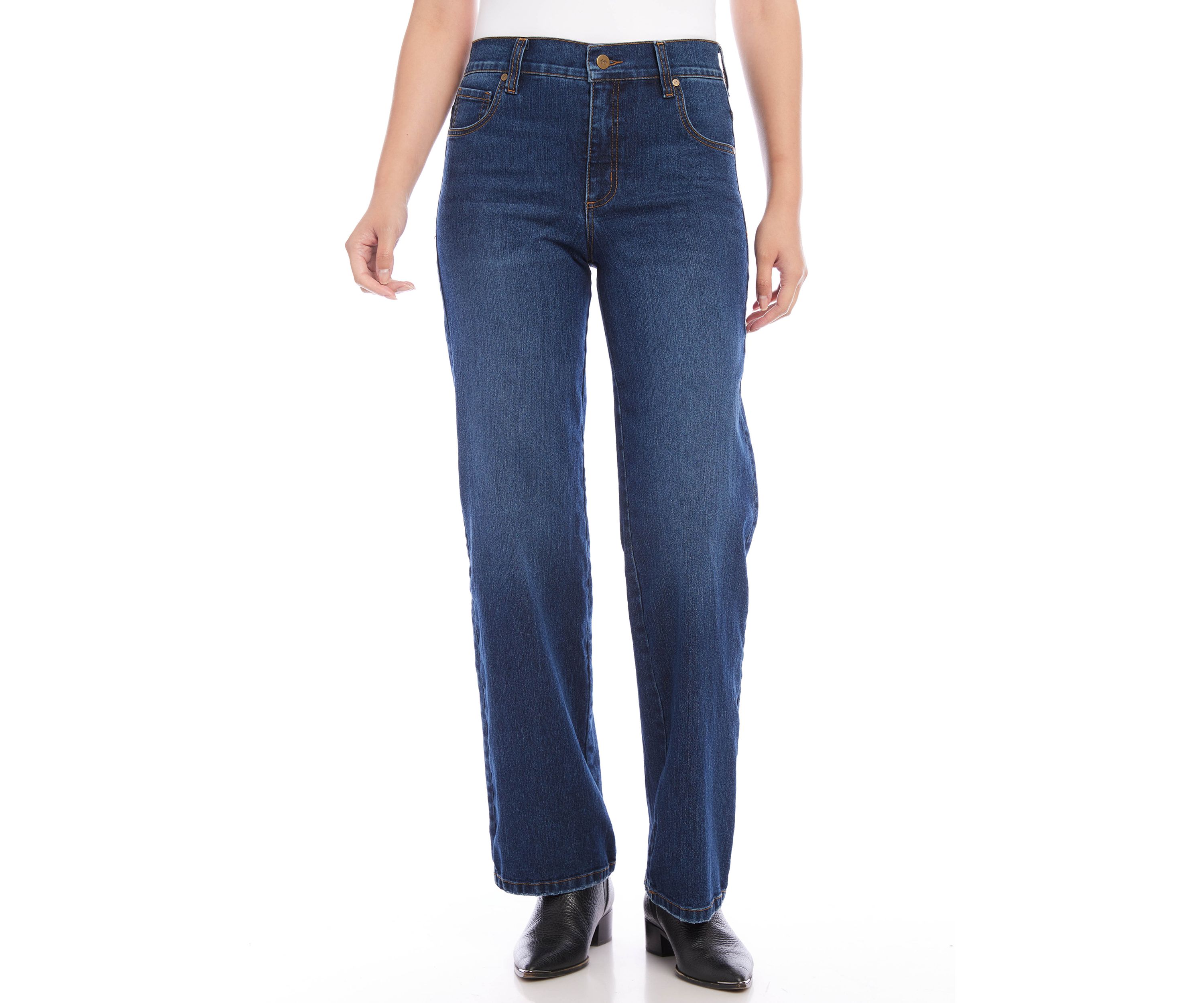 Womens Full Length Wide-Leg Jeans