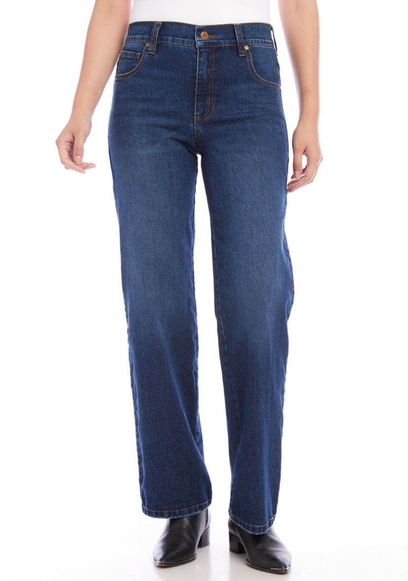 Womens Full Length Wide-Leg Jeans