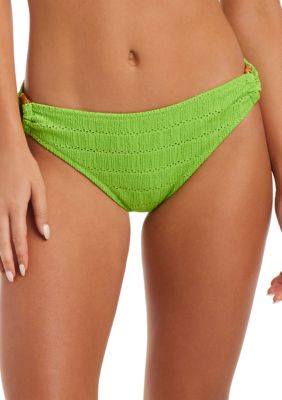 Jessica Simpson Women's Boho Jacquard Hipster Swim Bottoms, Lime, XL