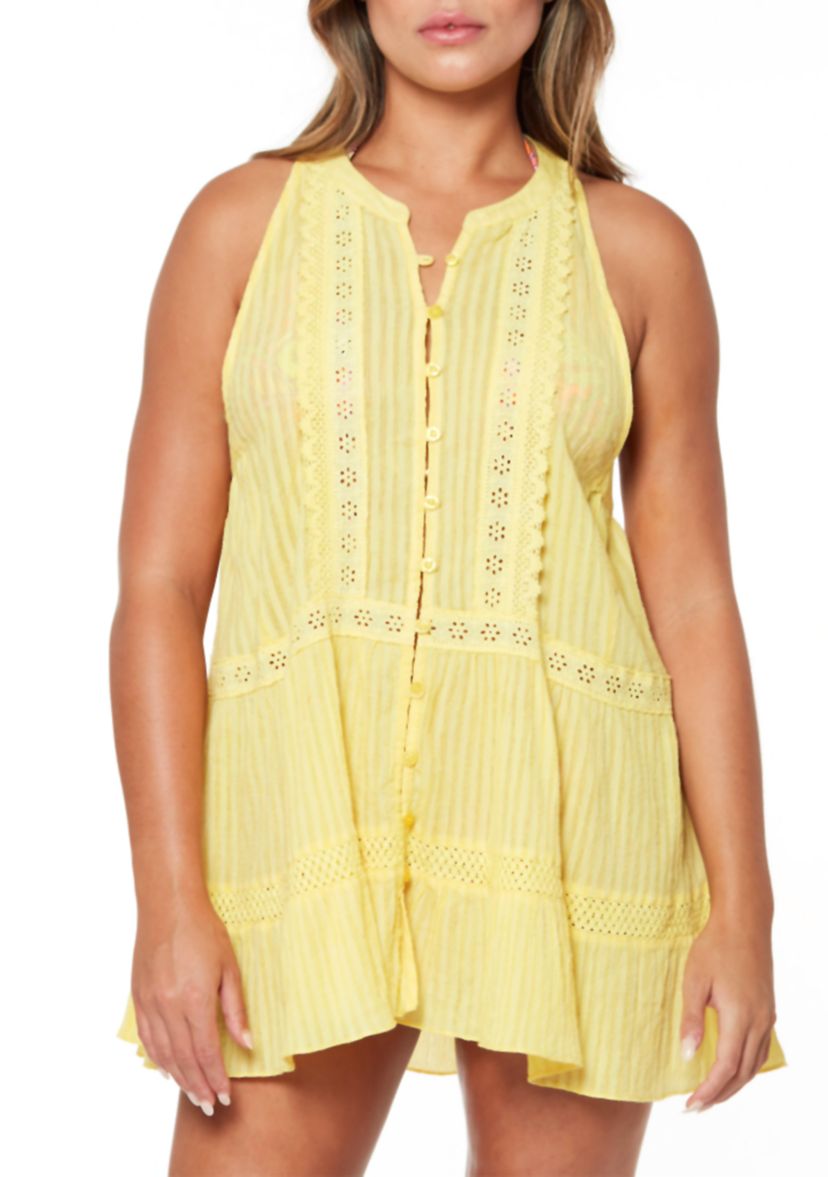 Button Front Swing Swim Cover Up
