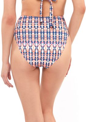 Jessica Simpson Printed High Waist Belted Swim Bottoms