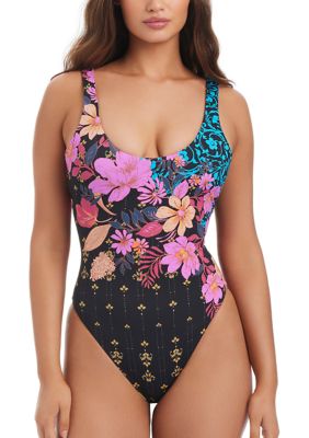 Jessica Simpson Women's Swipe Right Reversible One Piece Swimsuit