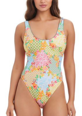 Jessica Simpson Women's Scene Stealer Tank Top One Piece Swimsuit