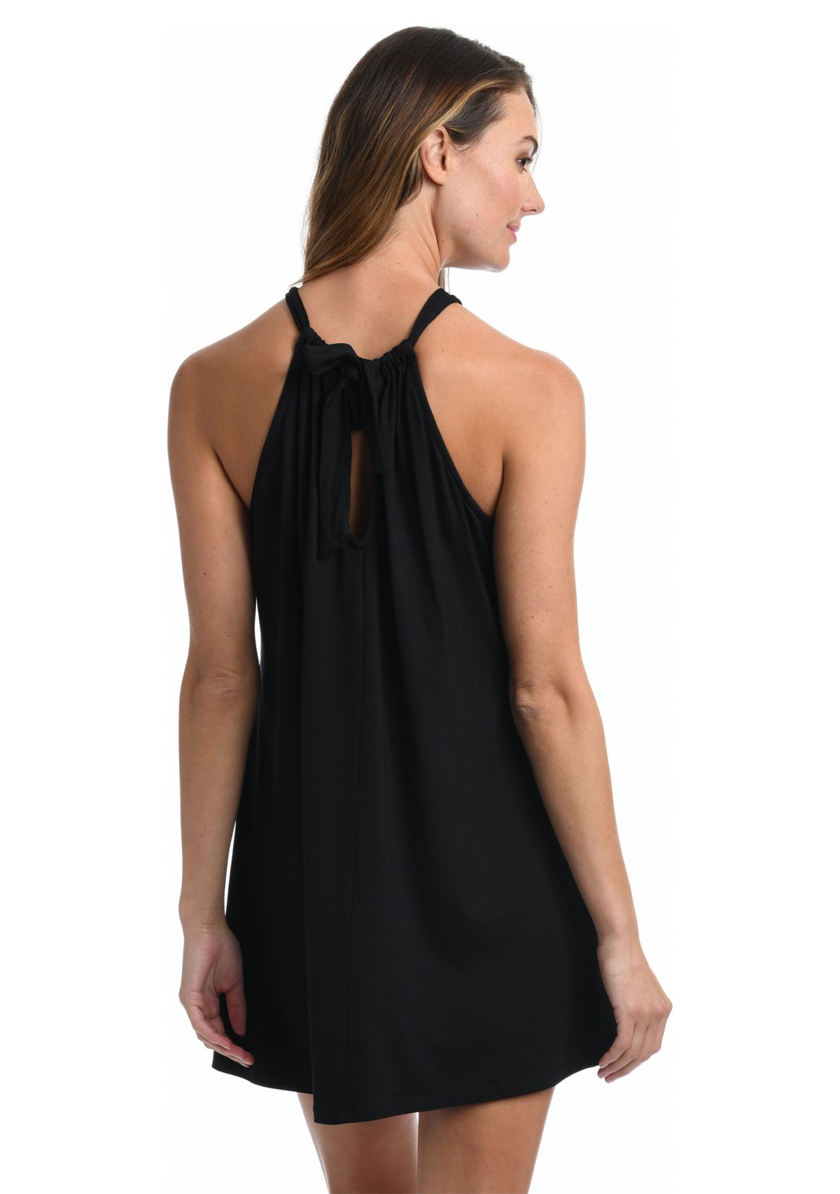 Draped Darling High Neck Swim Cover Up Dress
