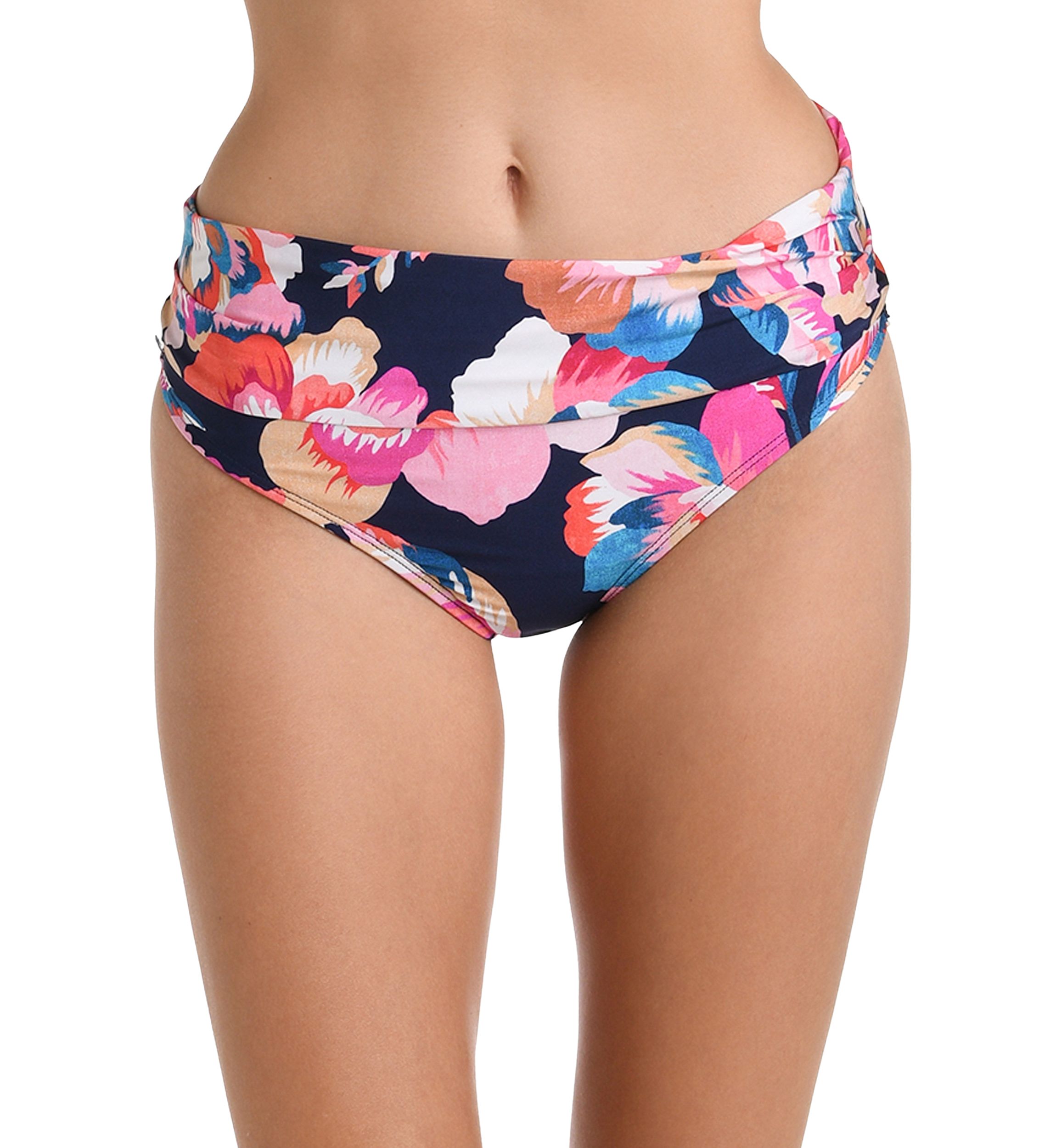 Denim Bouquet Shirred Band Hipster Swim Bottoms