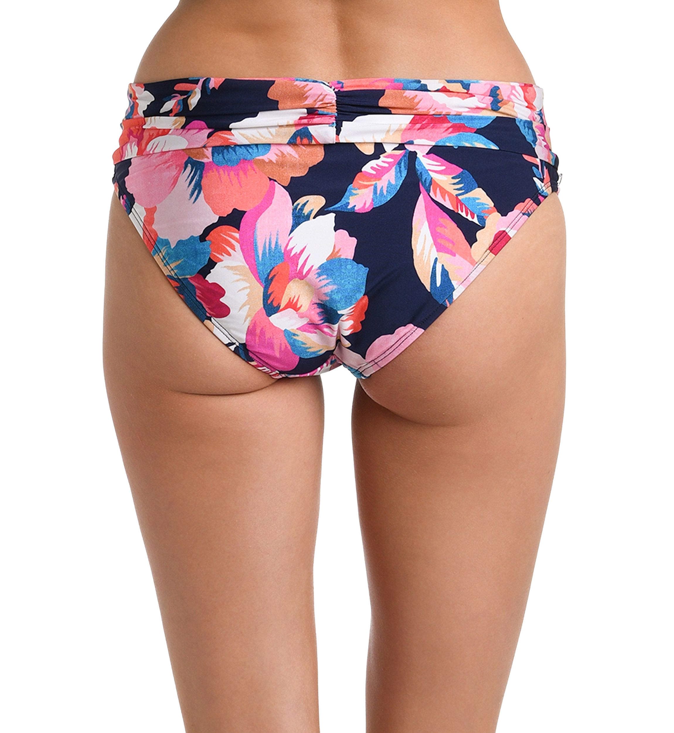Denim Bouquet Shirred Band Hipster Swim Bottoms