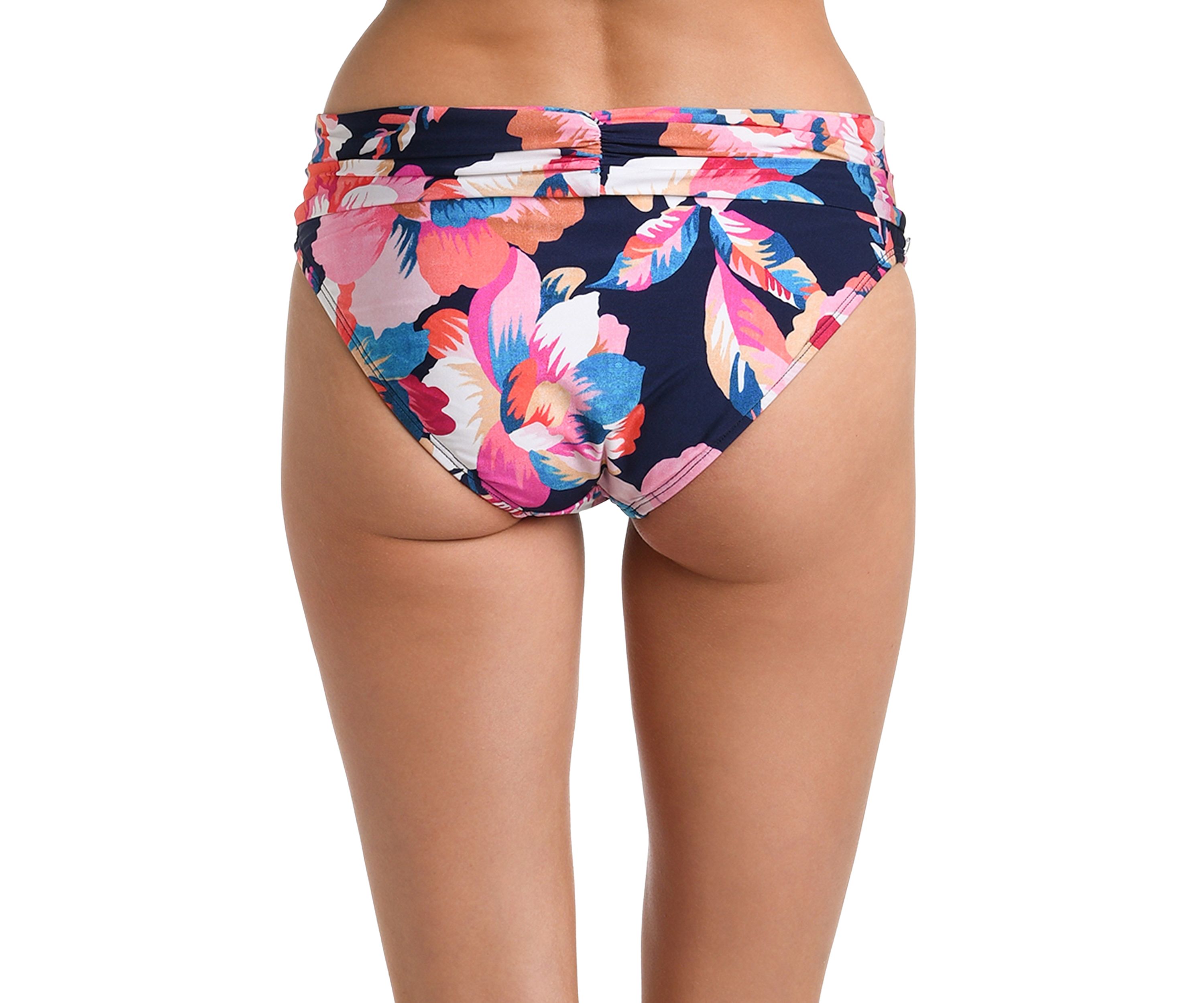 Denim Bouquet Shirred Band Hipster Swim Bottoms