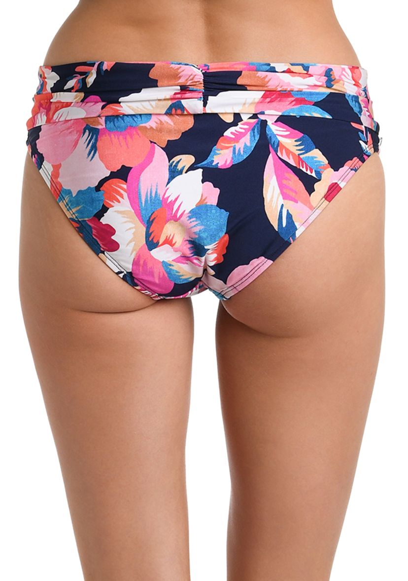 Denim Bouquet Shirred Band Hipster Swim Bottoms