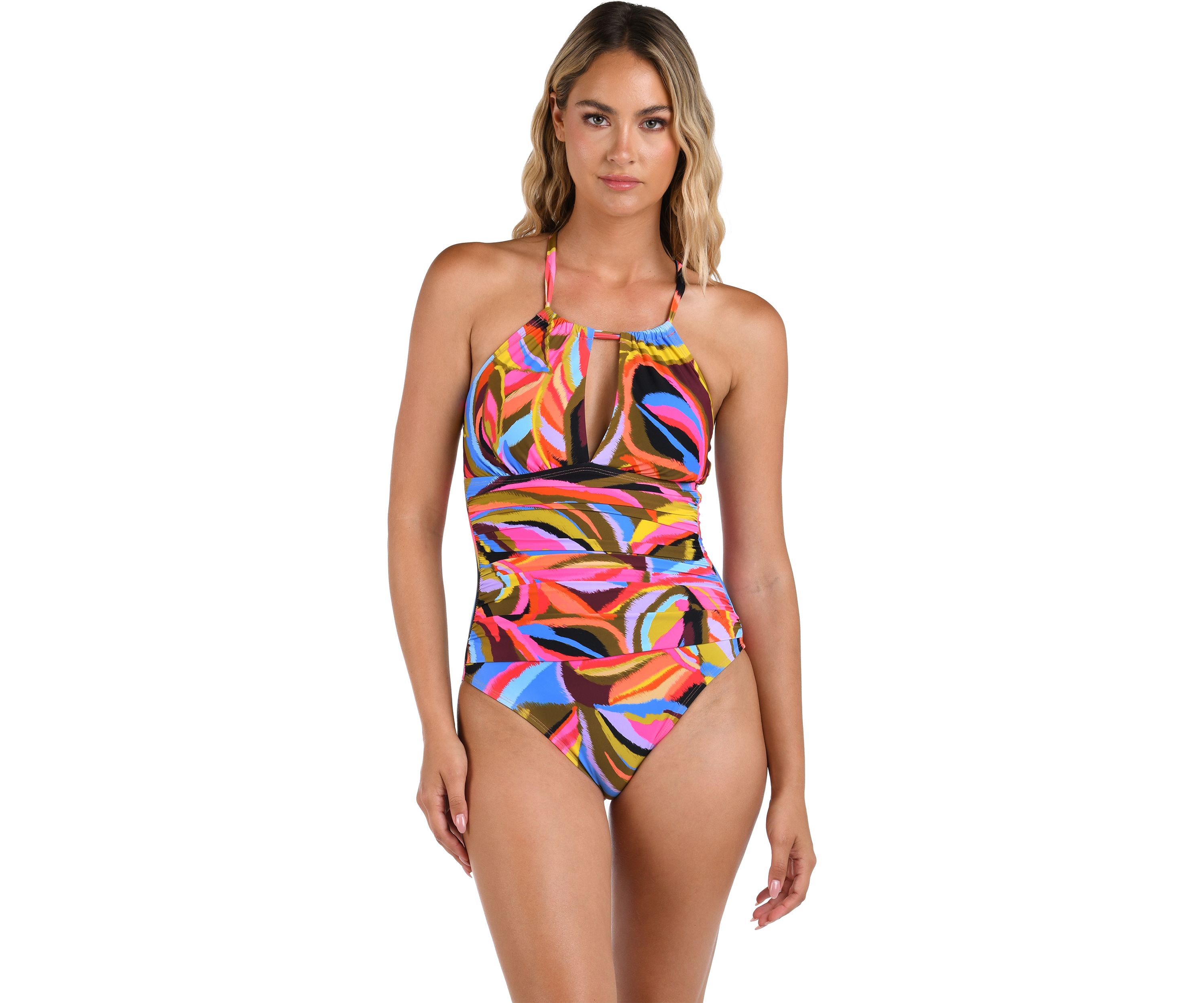 Tropic Waves High Neck Keyhole Maillot One Piece Swimsuit 