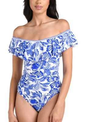 La Blanca Women's Off Shoulder One Piece Swimsuit, 6