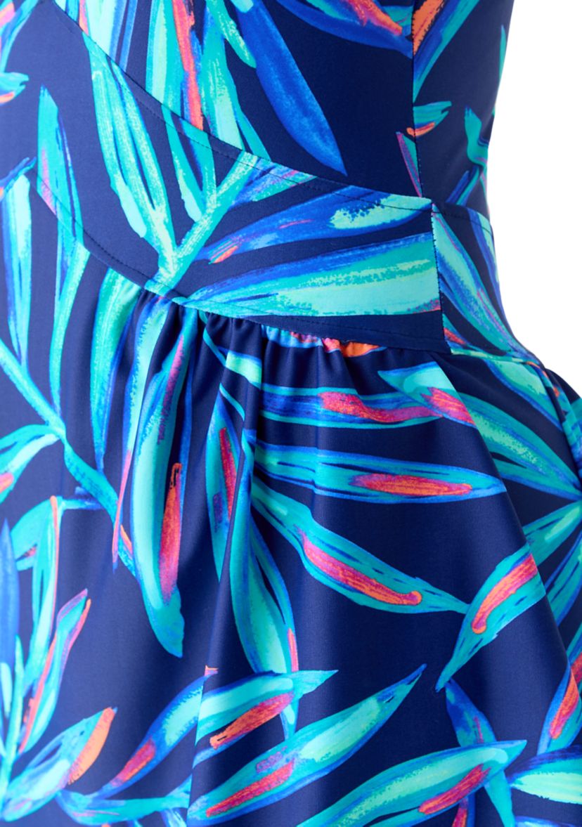 Womens Palm Leaves Swimdress