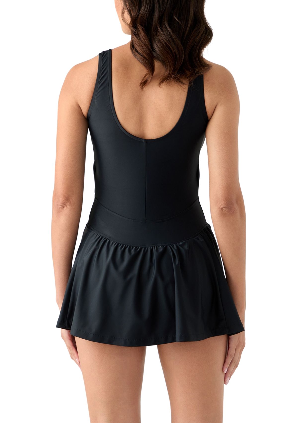  Solid One-Piece Swimdress 