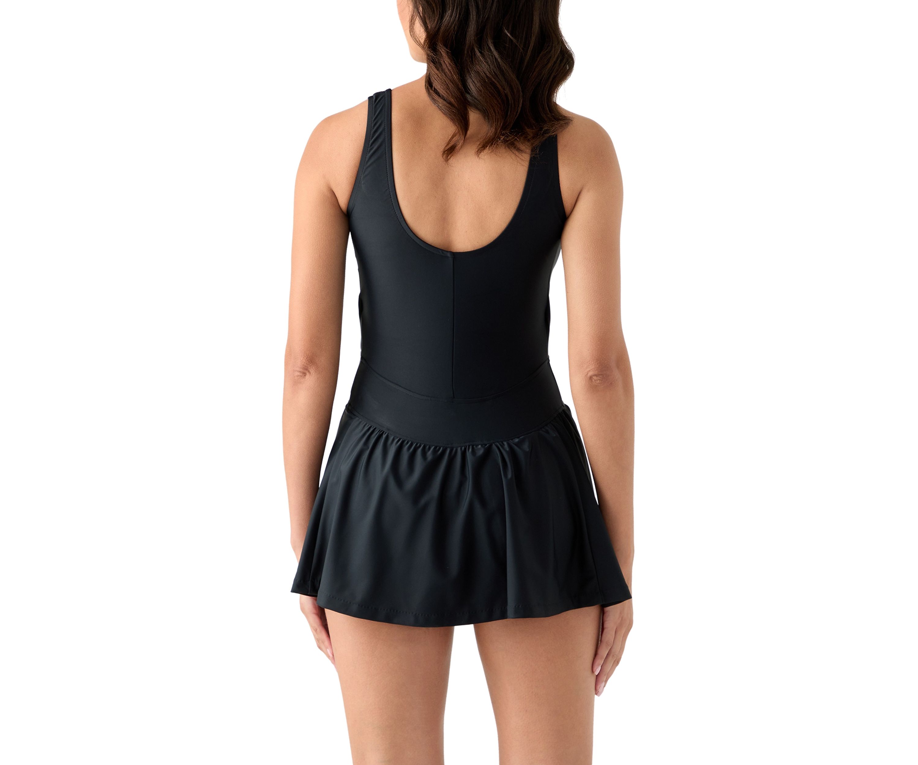  Solid One-Piece Swimdress 