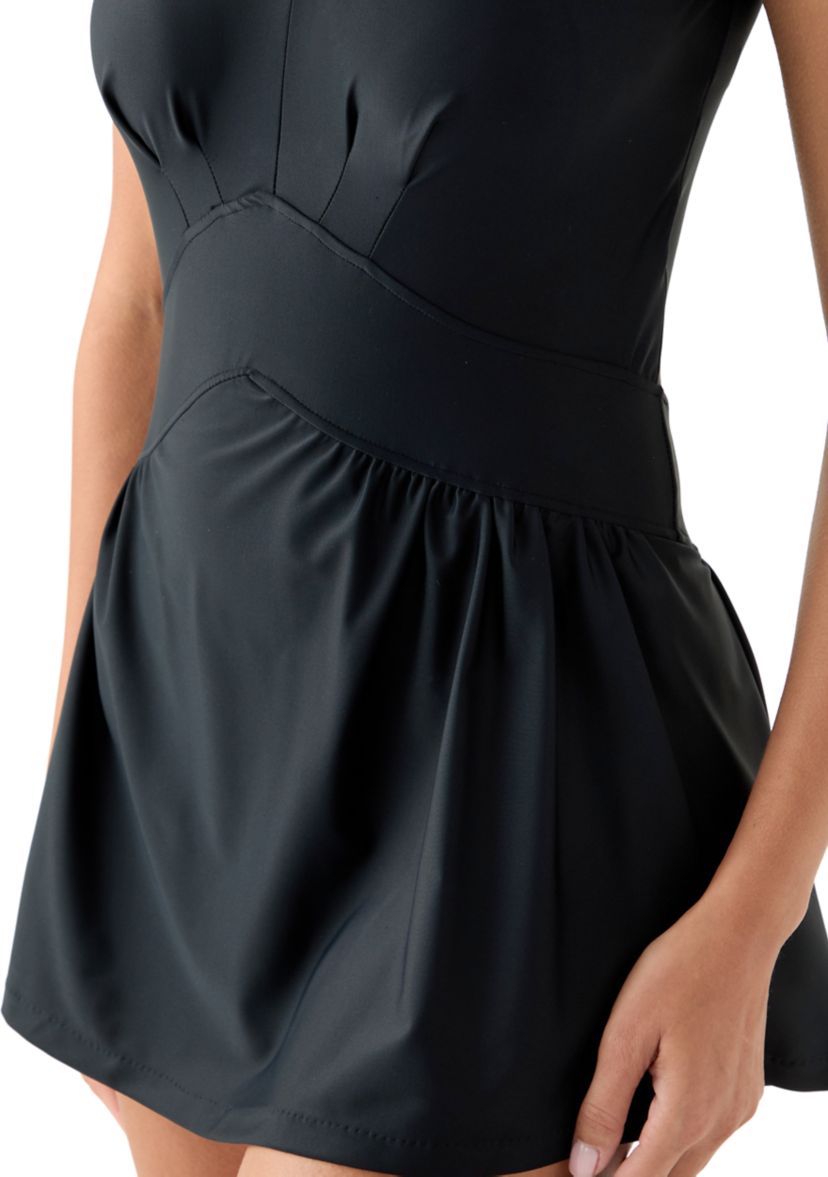  Solid One-Piece Swimdress 