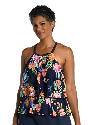 Mystic Garden Double Tiered Printed Swim Top