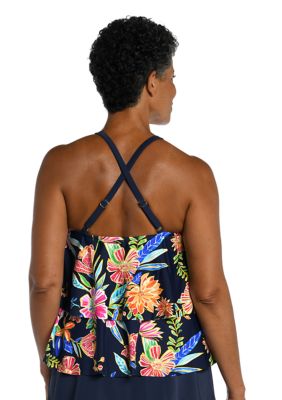 Mystic Garden Double Tiered Printed Swim Top