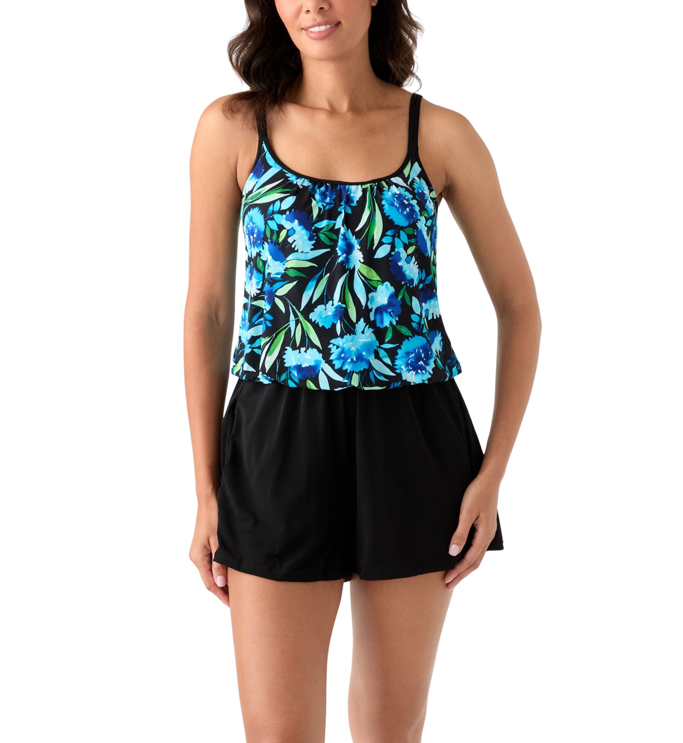 Womens Floral Print Swim Romper