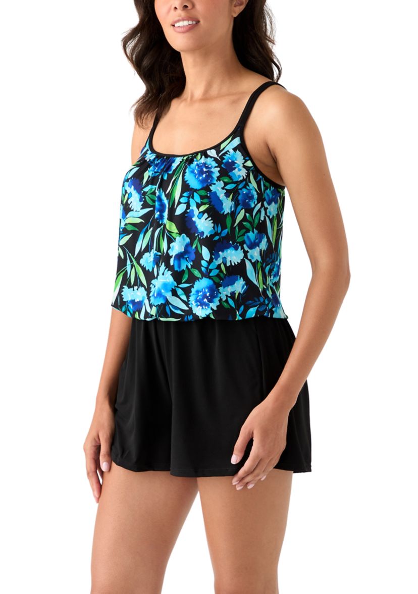 Womens Floral Print Swim Romper