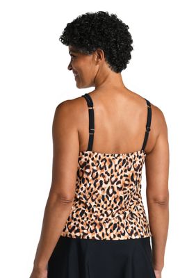 Leopard High Neck Tankini Swim Top