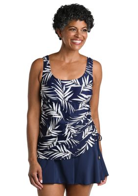  Lands' End Womens Chlorine Resistant Square Neck Tankini Top  Black Havana Floral Petite 2 : Clothing, Shoes & Jewelry