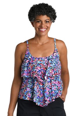 Burst Multi Double Tiered Tankini Swim Top