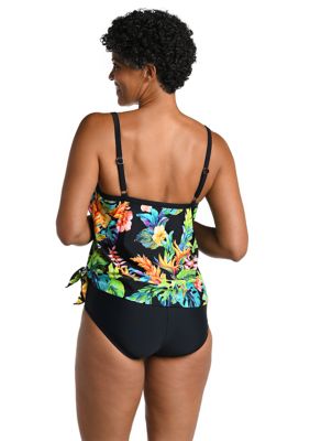 Oahu Oasis Faux Tankini One Piece Swimsuit