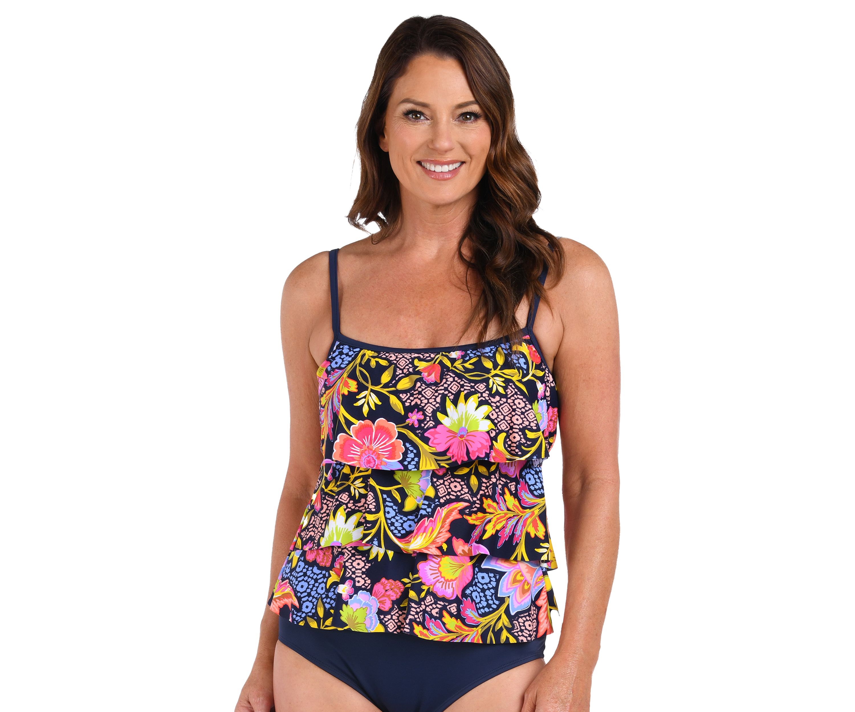 Ornamental Garden Tiered Tankini Swim Top