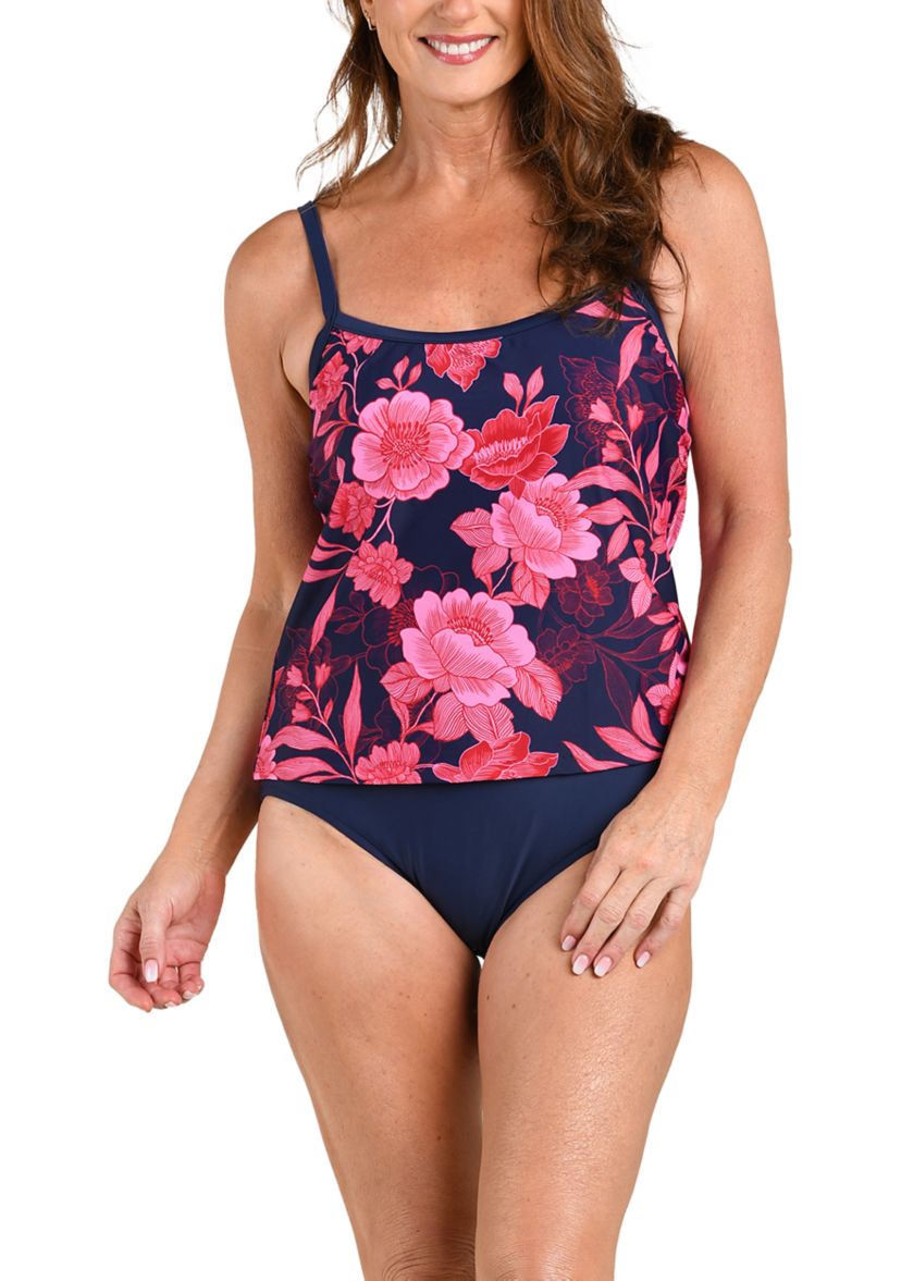 Romantic Getaway Faux Tankini One Piece Swimsuit 
