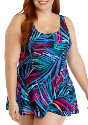 Maxine Of Hollywood Plus Size Jungle Party Swim Dress 