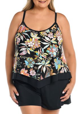 Plus Tulum Tiki Floral Printed Swim Top