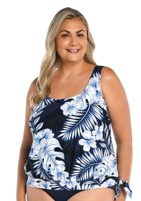 Plus Moon Tropics Blouson Tankini Swim Top