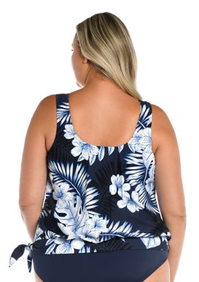 Plus Moon Tropics Blouson Tankini Swim Top