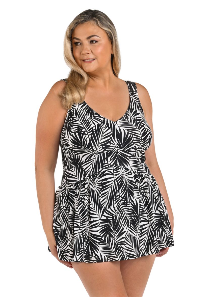 Plus Size Palm Retreat Empire Swimdress