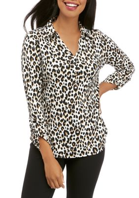 Kim Rogers® Women's Roll Tab Sleeve Printed Top | belk