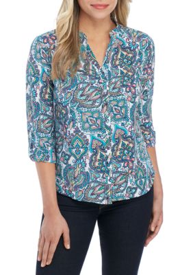 Kim Rogers® Petite Printed Crinkle Utility Top | belk